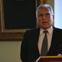 Az 50-60 éve végzett lelkipásztorok nevében Székely József mond beszédet