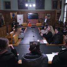 Az unitárius részvevők Kovács István püspökkel találkoznak